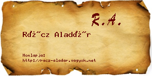 Rácz Aladár névjegykártya